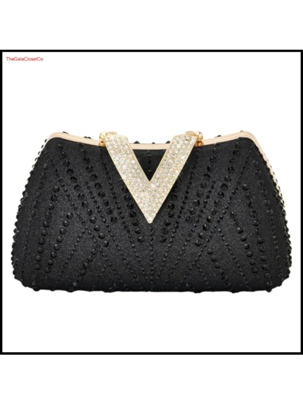 Rhinestone Glitter Clutch Purse Evening Bag with Chain Strap
